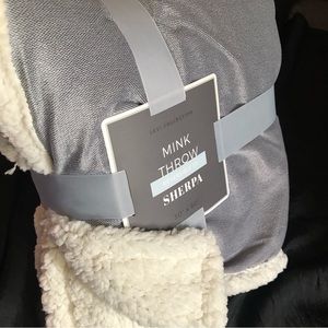 Levi Collection Mink Throw Reversible to Sherpa 50” x 60” - Blue